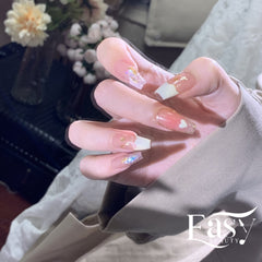 Ethereal Blossom - French Tip with Glitter Accent Nails