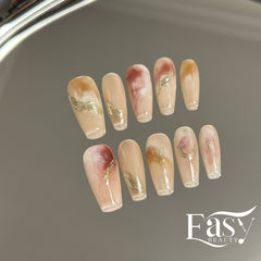 Watercolor Whispers Nail Wraps with Gold Leaf - Petite Series