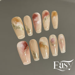 Watercolor Whispers Nail Wraps with Gold Leaf - Petite Series