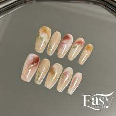 Watercolor Whispers Nail Wraps with Gold Leaf - Petite Series