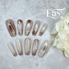 Marbled Elegance Nail Wraps with Gold Flakes - Classic Series