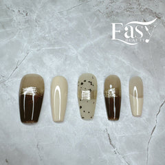 Espresso Elegance Nail Wraps with Glitter Bands - Bold Series