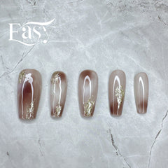 Marbled Elegance Nail Wraps with Gold Flakes - Classic Series