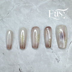 Marbled Elegance Nail Wraps with Gold Flakes - Classic Series