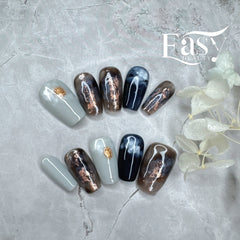 Mystic Marble - Gold Flecked Press-On Nails